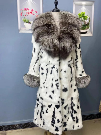 Damen Fell-Look Mantel Türkis mit breitem Kragen und Gürtel