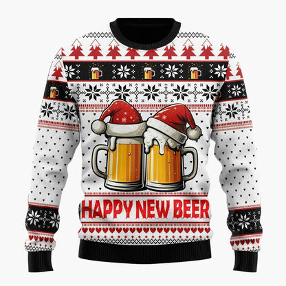 Herren Ugly Christmas Sweater mit Santa und Bier – Lustiger Weihnachtspullover für Weihnachten & Partys