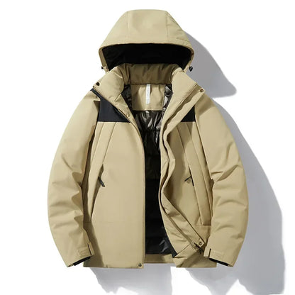Unisex Winterjacke mit Kapuze und Reißverschluss, gepolstert