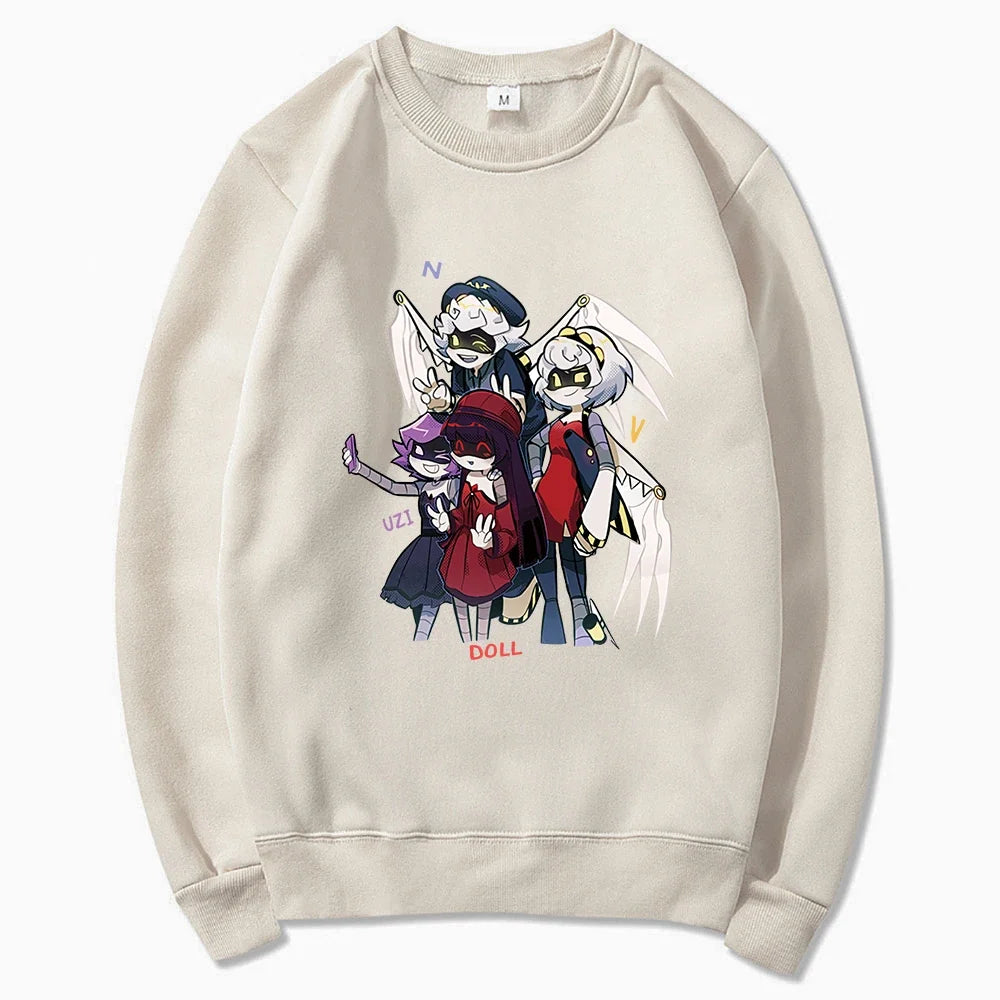 Hoodie mit Kapuze & Kängurutasche – Cartoon-Charakter-Print