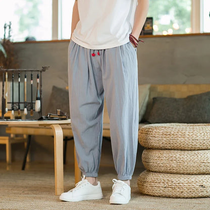 Herren Freizeithose Marineblau mit Kordelzug Bündchen Lockere Passform