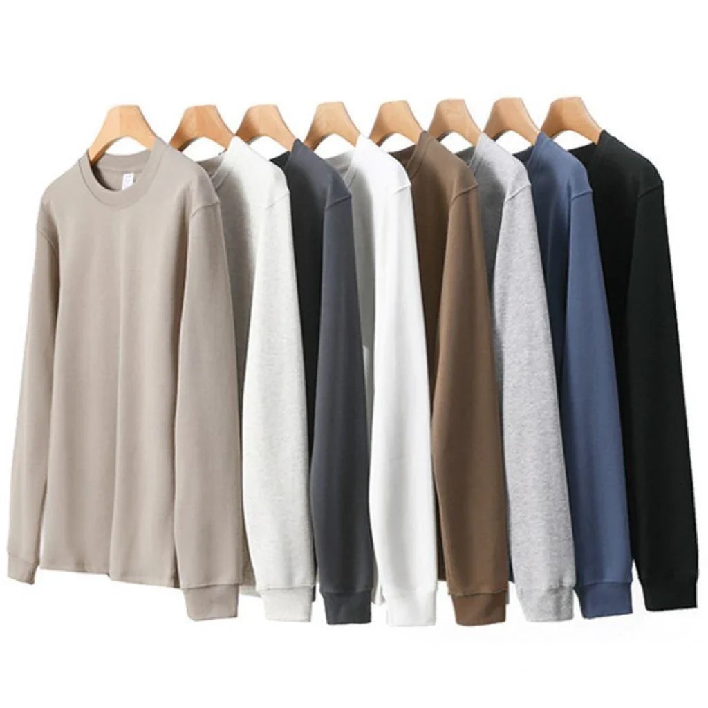 Unisex Langarm Sweatshirt Basic Rundhals in verschiedenen Farben