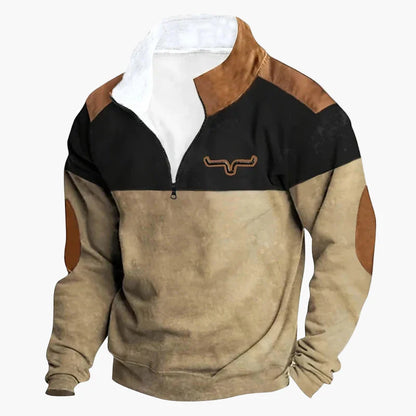 Herren Quarter-Zip Pullover mit Western-Design