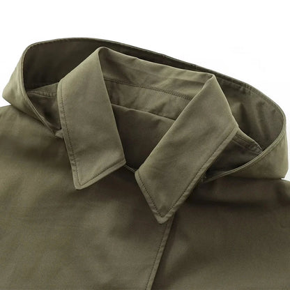 Kurze Jacke mit Kapuze für Damen, lockere Passform, olivgrün
