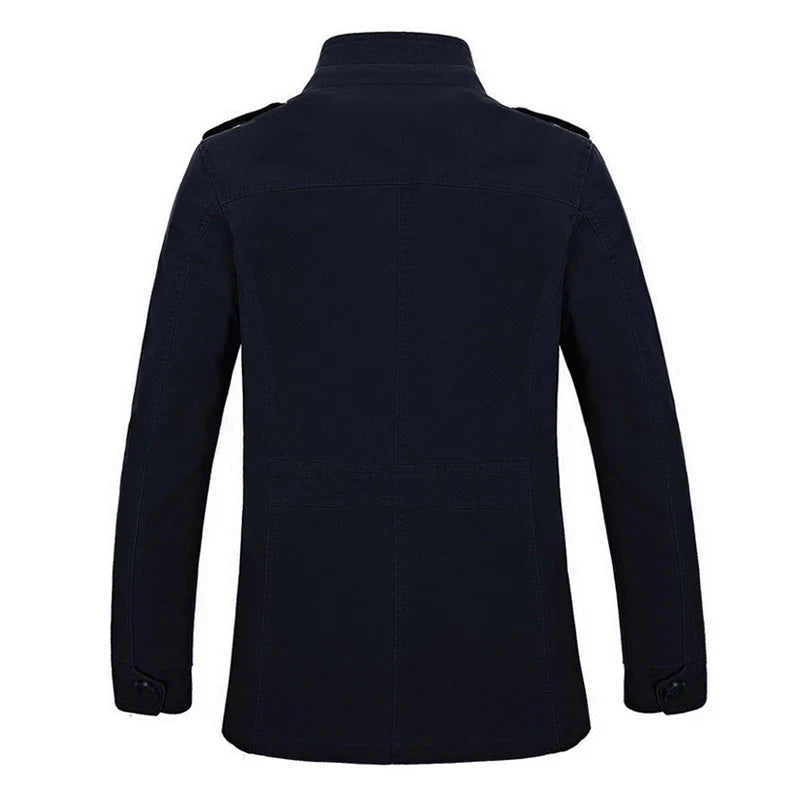 Herren Militärstil Freizeitjacke – Outdoor Übergangsjacke mit Knopfleiste und Schulterklappen