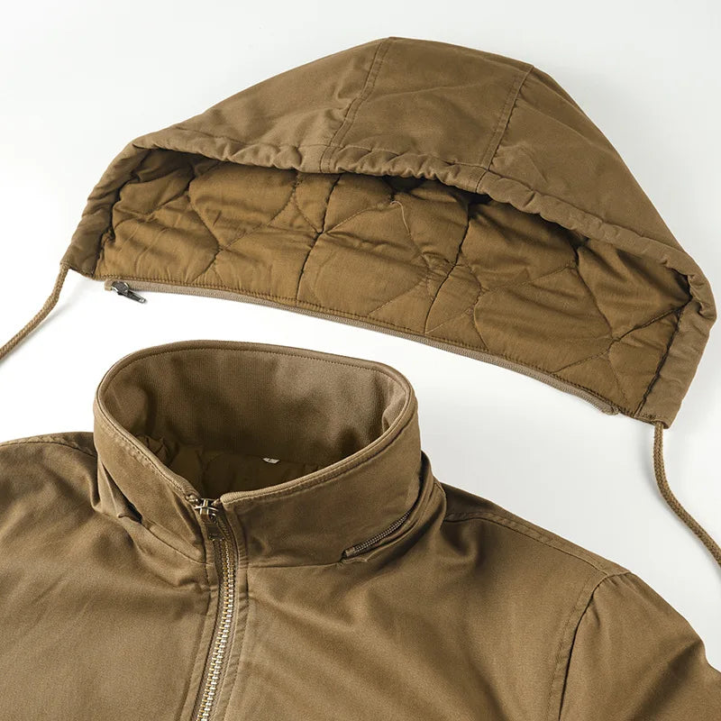 Herren Bomberjacke mit Kapuze, Reißverschluss & Ärmeltasche