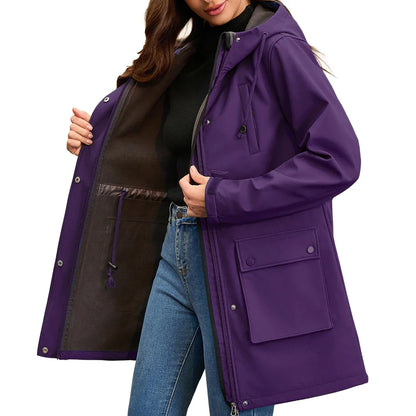 Damen Übergangsjacke mit Kapuze, Reißverschluss und Pattentaschen