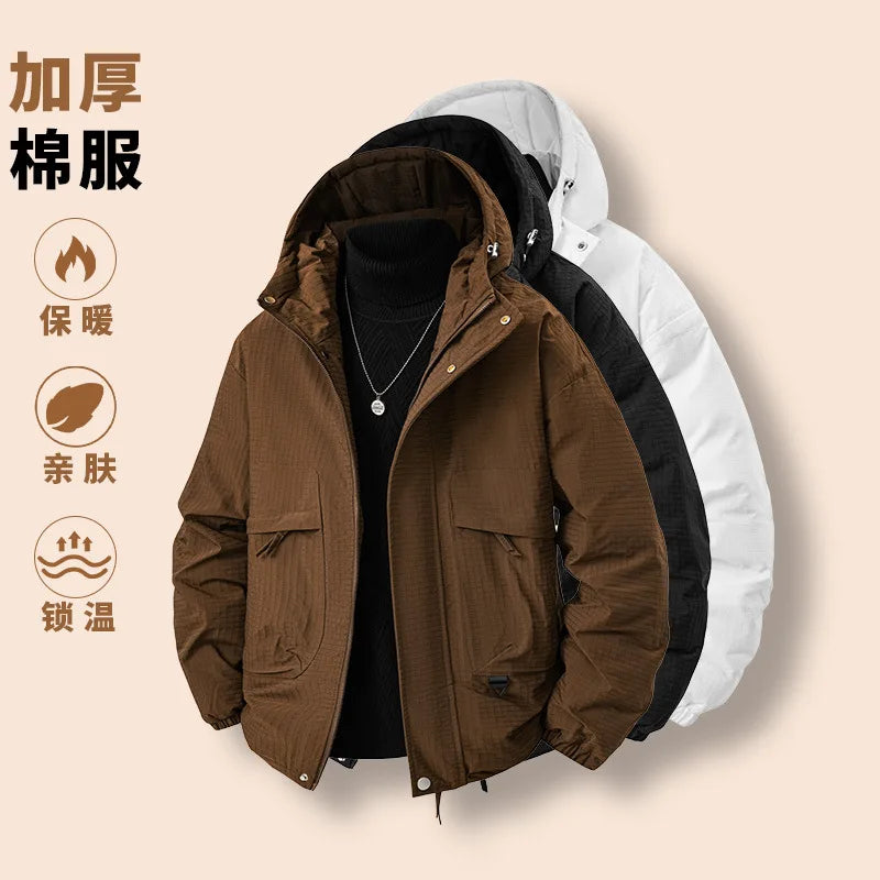 Herren Jacke mit Kapuze Braun Gemustert