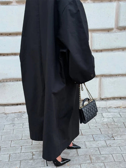 Damen Trenchcoat Lang Übergangsjacke Mantel mit Gürtel