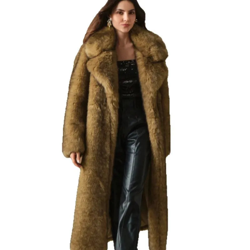 Damen Luxus Oversize Kunstpelzmantel – Eleganter Wintermantel im Vintage-Stil für stilbewusste Frauen