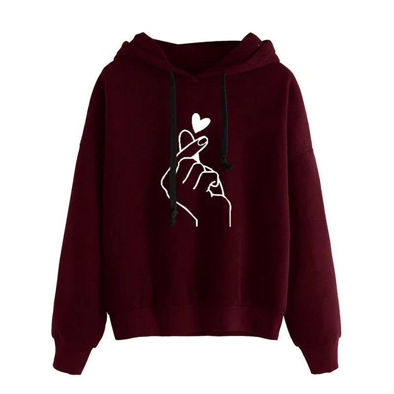 Hoodie Damen mit Kordelzug und Handgesten-Print – Verschiedene Farben