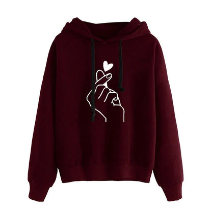 Hoodie Damen mit Kordelzug und Handgesten-Print – Verschiedene Farben