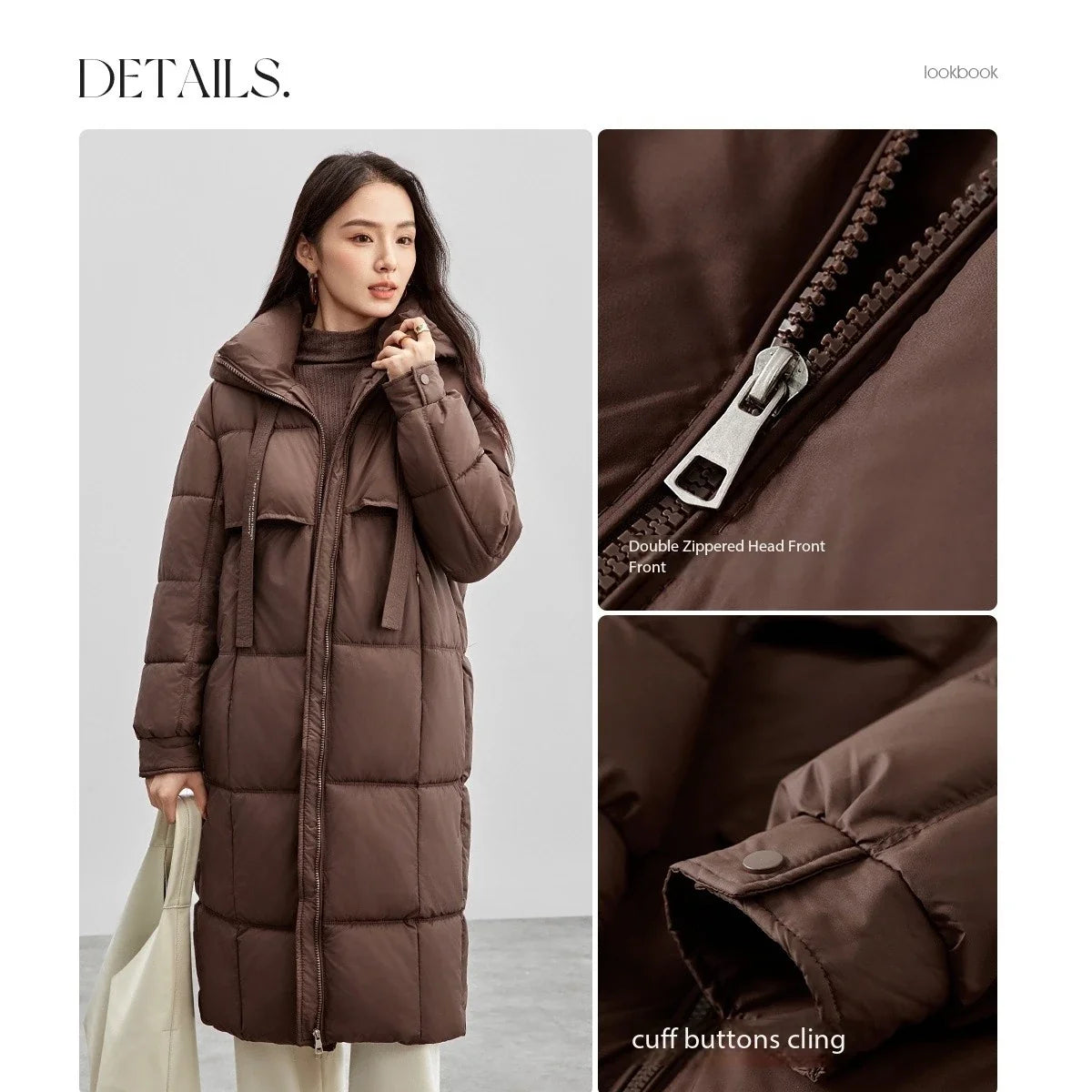 Damen Langer Steppmantel mit Kapuze Winter Warm Gefütterter Parka