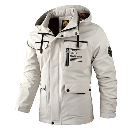 Herren Jacke mit Kapuze & Mehreren Taschen - Casual Windjacke