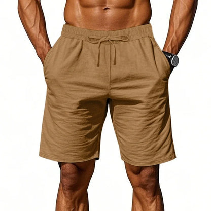 Unisex Leinenhose Weites Bein Beige Elastischer Bund