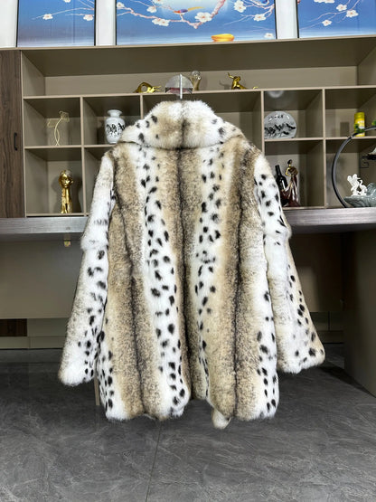 Fellimitat Jacke Leopardenmuster Wintermantel Damen mit Kragen Mehrfarbig