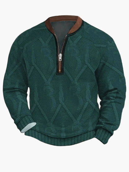 Herren Strickpullover im Street Style mit halbem Reißverschluss – Modischer Freizeitpullover für Frühling und Herbst