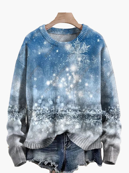 Damen Weihnachtspullover mit 3D-Stickereien – Lustiger Strickpullover im Festtagsstil