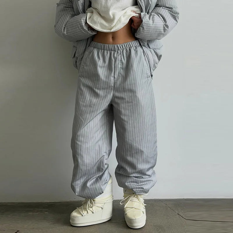 Damen Oversize Steppjacke Gemustert mit Kapuze