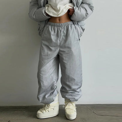 Damen Oversize Steppjacke Gemustert mit Kapuze