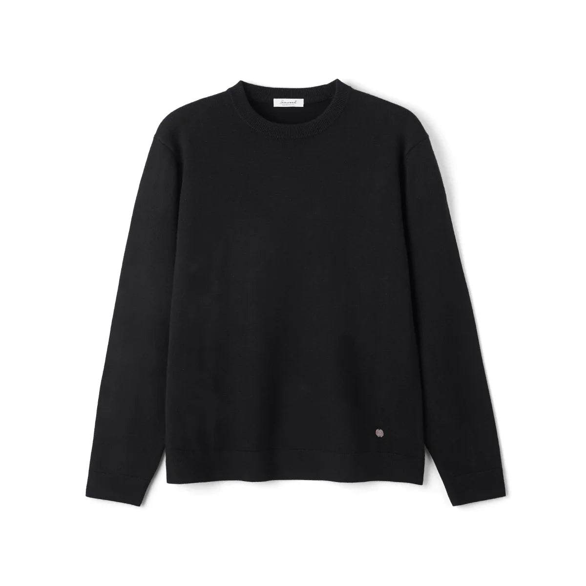 Unisex Langarm Pullover Rundhals Ausschnitt aus Feinstrick