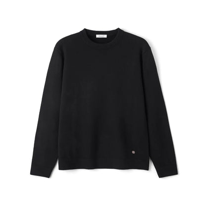 Unisex Langarm Pullover Rundhals Ausschnitt aus Feinstrick