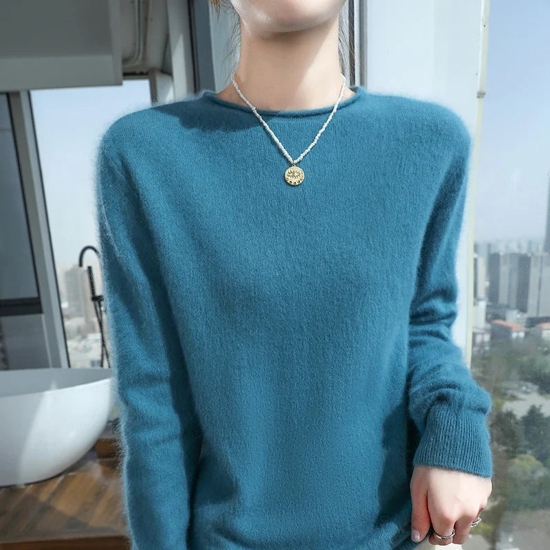 Damen Pullover Rundhals Langarm Strickpullover Weiches Material