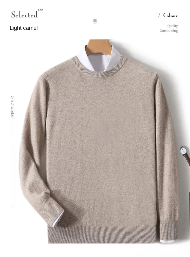 Herren Rundhals Pullover Langarm Feinstrick Basic