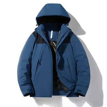 Unisex Winterjacke mit Kapuze und Reißverschluss, gepolstert