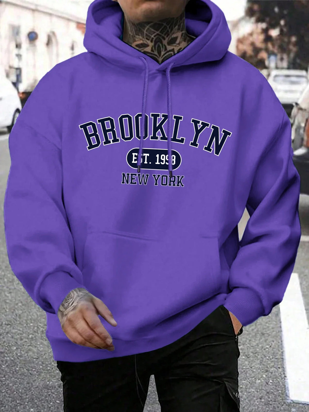 Herren Hoodie mit Kordelzug und Kängurutasche – Verschiedene New York Designs