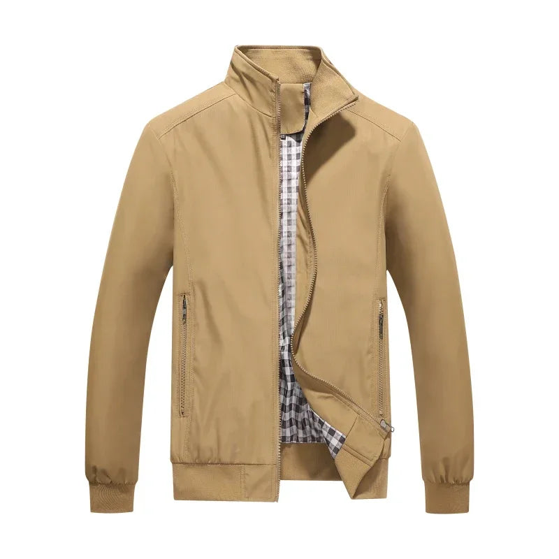 Herren Freizeit Bomberjacke mit Stehkragen und Reißverschluss, Windbreaker Übergangsjacke