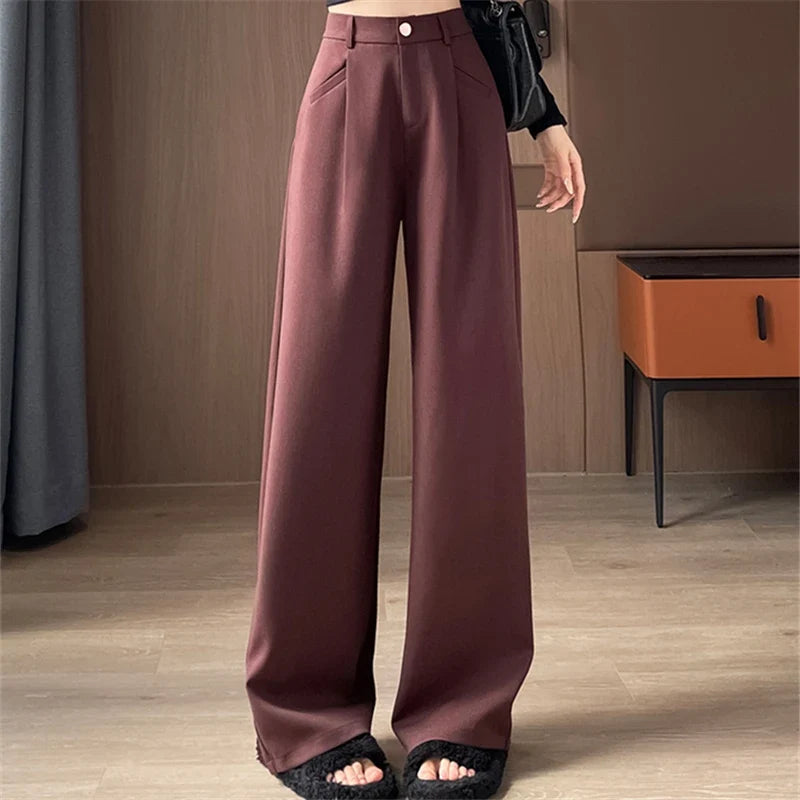 Damen Weite Hose mit hohem Bund und weitem Bein – Verschiedene Farben und Längen