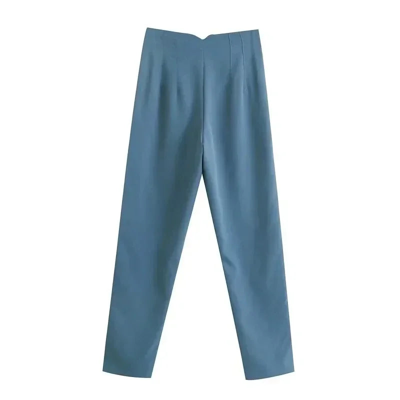 Damen High-Waist Hose Business Elegant Knöchellang