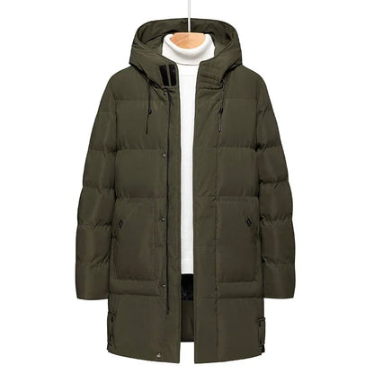 Herren Winter Steppmantel mit Kapuze und langen Ärmeln