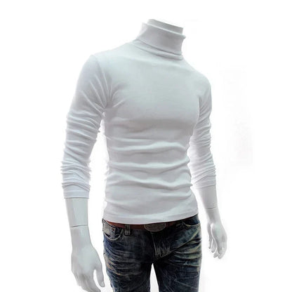 Herren Rollkragenpullover Langarmshirt Eng Anliegend