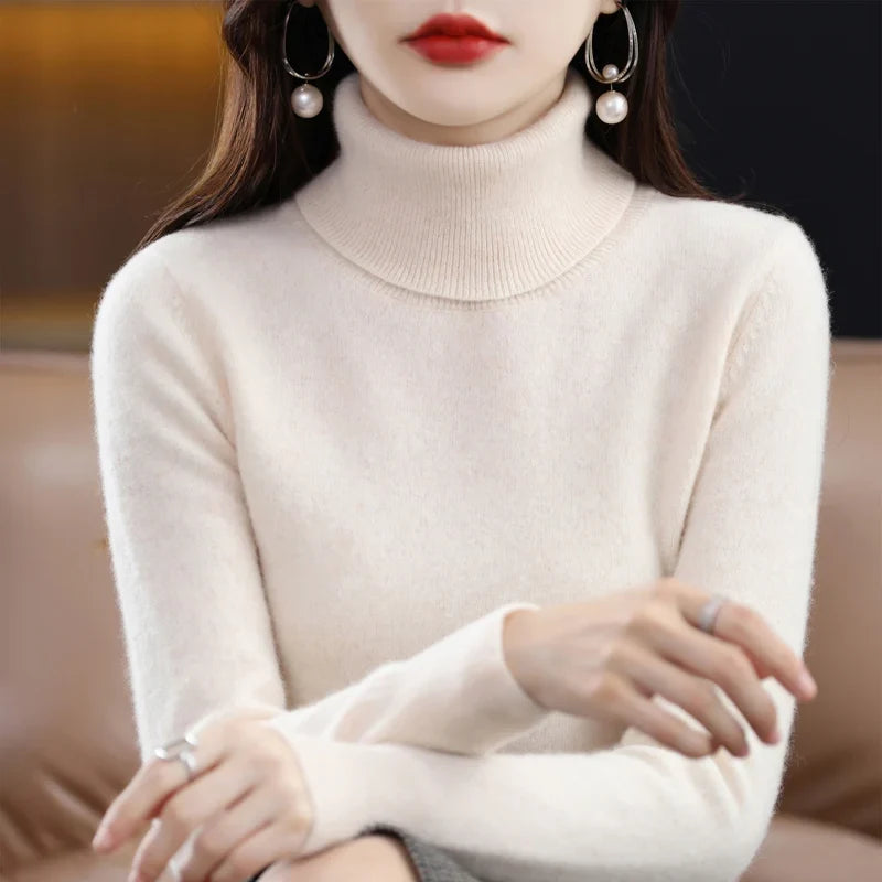 Damen Rollkragenpullover, weiches Material, langärmlig