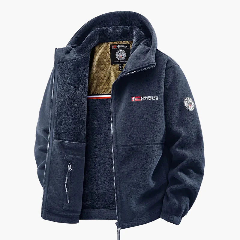 Herren Outdoor Fleecejacke mit Kapuze – Warme Freizeitjacke für Outdoor & Alltag