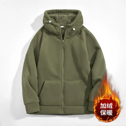 Unisex Kapuzenjacke mit Reißverschluss und Futter - Bequeme Winter Fleecejacke
