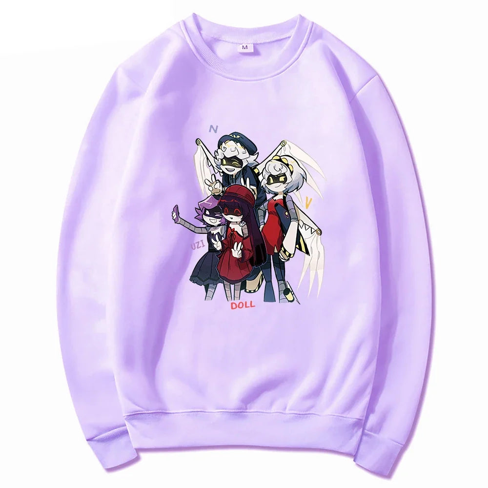 Hoodie mit Kapuze & Kängurutasche – Cartoon-Charakter-Print