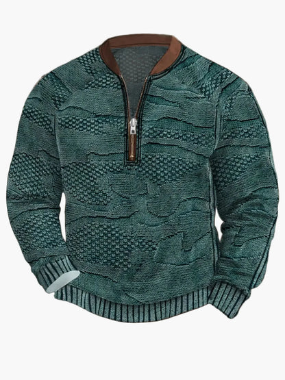 Herren Strickpullover im Street Style mit halbem Reißverschluss – Modischer Freizeitpullover für Frühling und Herbst
