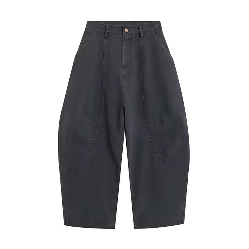 Weite Damen Hose Schwarz mit hohem Bund Ballon-Schnitt