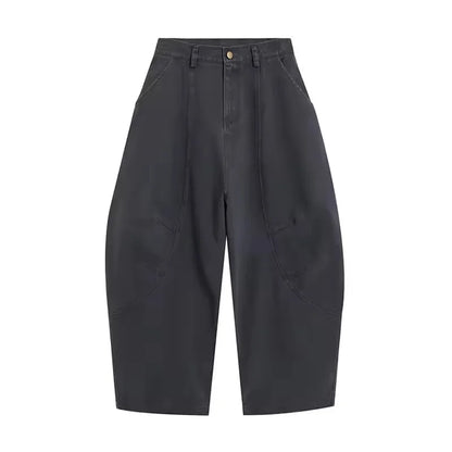 Weite Damen Hose Schwarz mit hohem Bund Ballon-Schnitt
