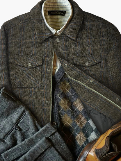 Herren Freizeitjacke im klassischen Veganer Woll-Look – Stilvolle Übergangsjacke für Alltag und Büro