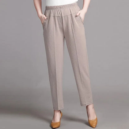 Damen Freizeithose mit elastischem Bund & Zierknöpfen