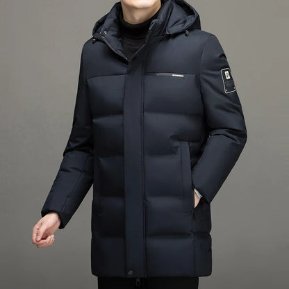 Herren Winter Steppjacke mit Kapuze Gefüttert Lang
