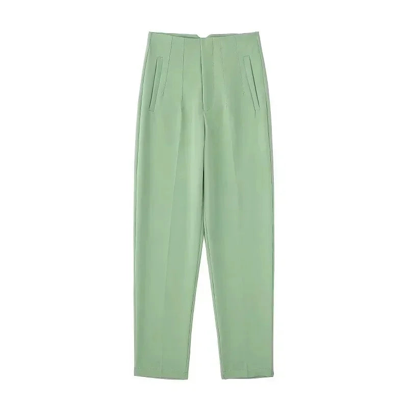 Damen High-Waist Hose Business Elegant Knöchellang
