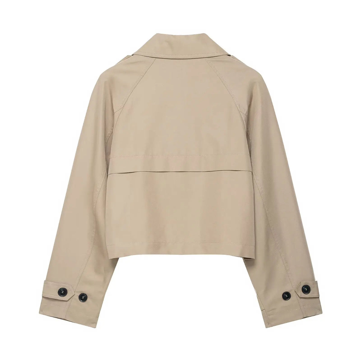 Kurze Damen Übergangsjacke mit Doppelreiher-Knöpfen in Beige/Braun