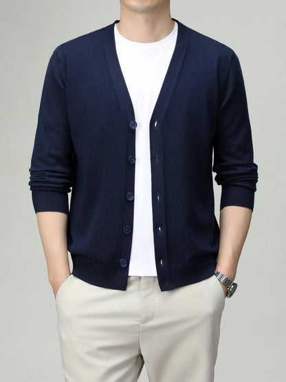 Herren Strickjacke V-Ausschnitt Knopfleiste