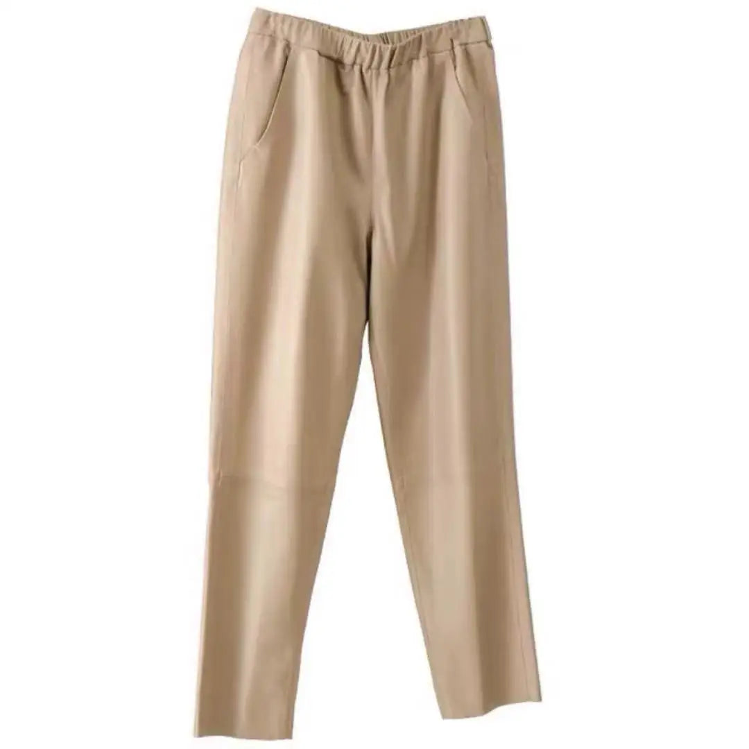 Damen Hose elastischer Bund Knöchellang Schwarz