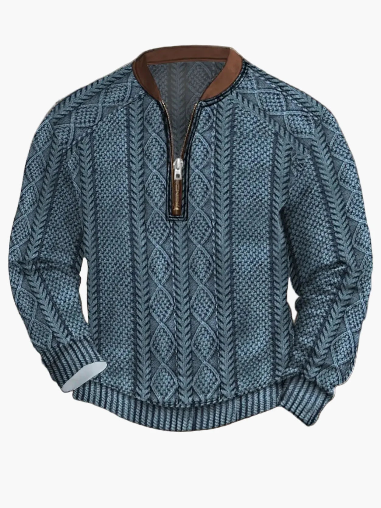 Herren Strickpullover im Street Style mit halbem Reißverschluss – Modischer Freizeitpullover für Frühling und Herbst